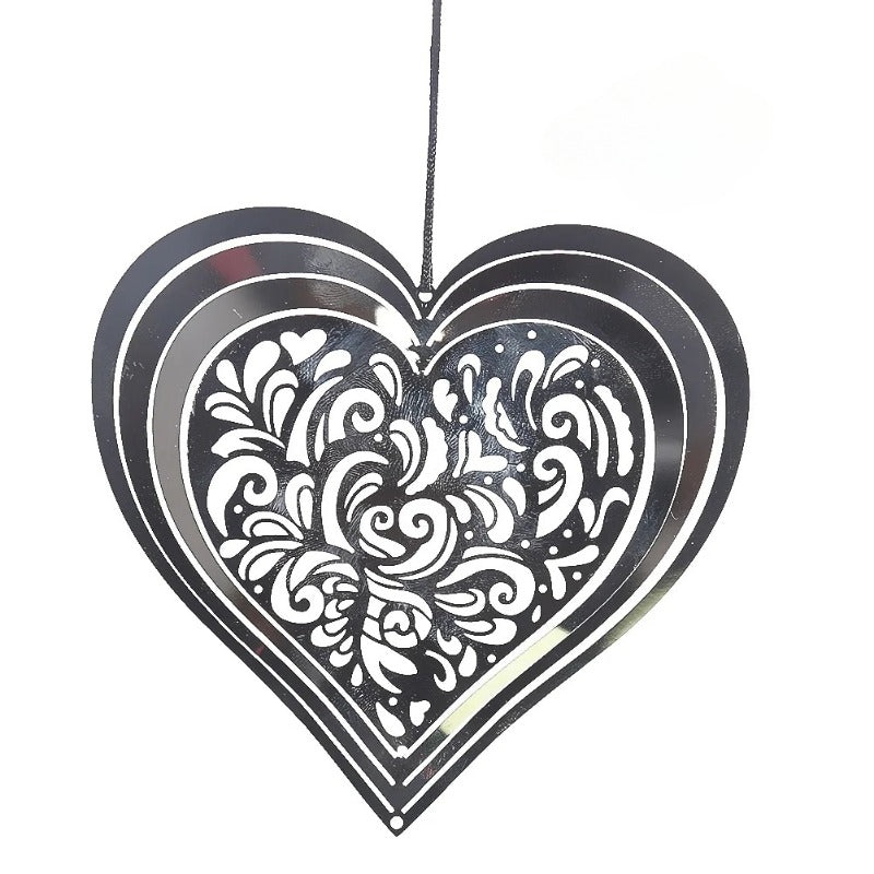 Wholesale 3D Pulsating Heart-shaped Rotating Stainless Steel Wind Chimes